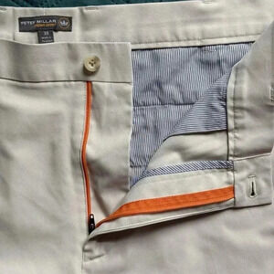 Peter Millar Mens Shorts 38 Beige Chino Golf Crown Sport 9" Inseam Outdoor